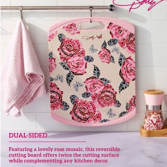Dolly Parton Rose Pattern Cutting Board - Picture 5 of 15